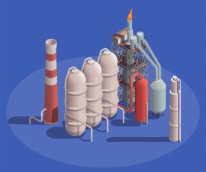 industrial-buildings-isometric-composition-with-view-petroleum-processing-plant-containers-with-pipes-flambeau-light_1284-31601