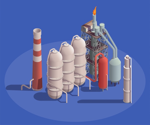 industrial-buildings-isometric-composition-with-view-petroleum-processing-plant-containers-with-pipes-flambeau-light_1284-31601